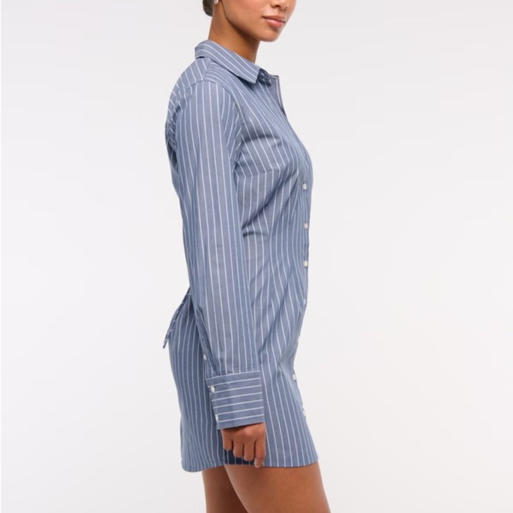 NWT Abercrombie Fitted Long-Sleeve Mini Shirt Dress - Picture 3 of 5